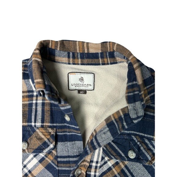 Legendary White Tails Fleece Lined Flannel Shacket Soft Warm Shirt Men M Pockets - Picture 2 of 14